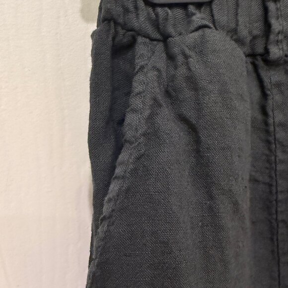 SAGA ITALY GRAY 100% LINEN CROPPED PANTS - Picture 8 of 11